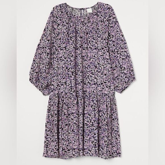 H&M Balloon-Sleeved Floral Print Dress New - Picture 5 of 7